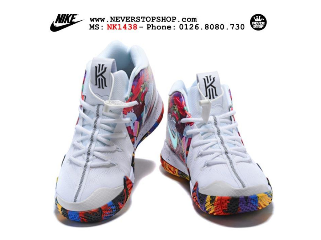 Giày Nike Kyrie 4 White Multicolor nam nữ hàng chuẩn sfake replica 1:1 real chính hãng giá rẻ tốt nhất tại NeverStopShop.com HCM