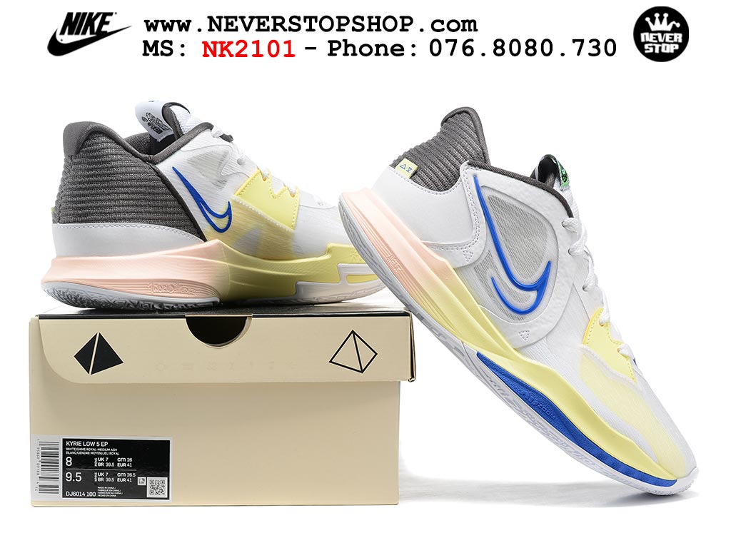 Giày bóng rổ cổ thấp nam Nike Kyrie 5 Low Trắng Vàng hàng Replica 1:1 authentic chính hãng giá rẻ tốt nhất tại NeverStopShop.com HCM