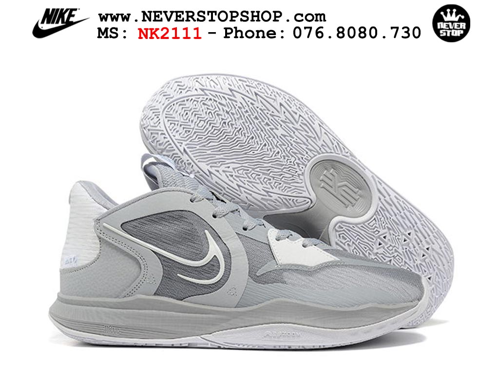 Giày bóng rổ cổ thấp nam Nike Kyrie 5 Low Xám Trắng hàng Replica 1:1 authentic chính hãng giá rẻ tốt nhất tại NeverStopShop.com HCM