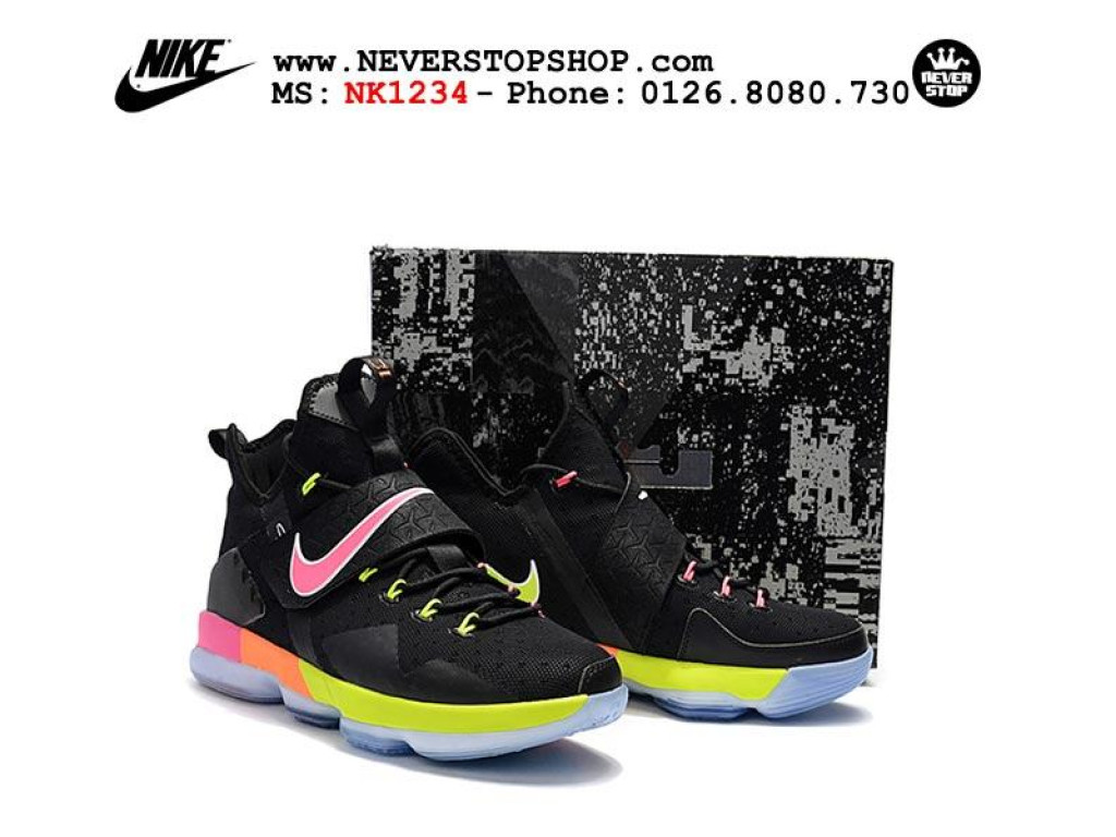Giày Nike Lebron 14 Black Rainbow nam nữ hàng chuẩn sfake replica 1:1 real chính hãng giá rẻ tốt nhất tại NeverStopShop.com HCM