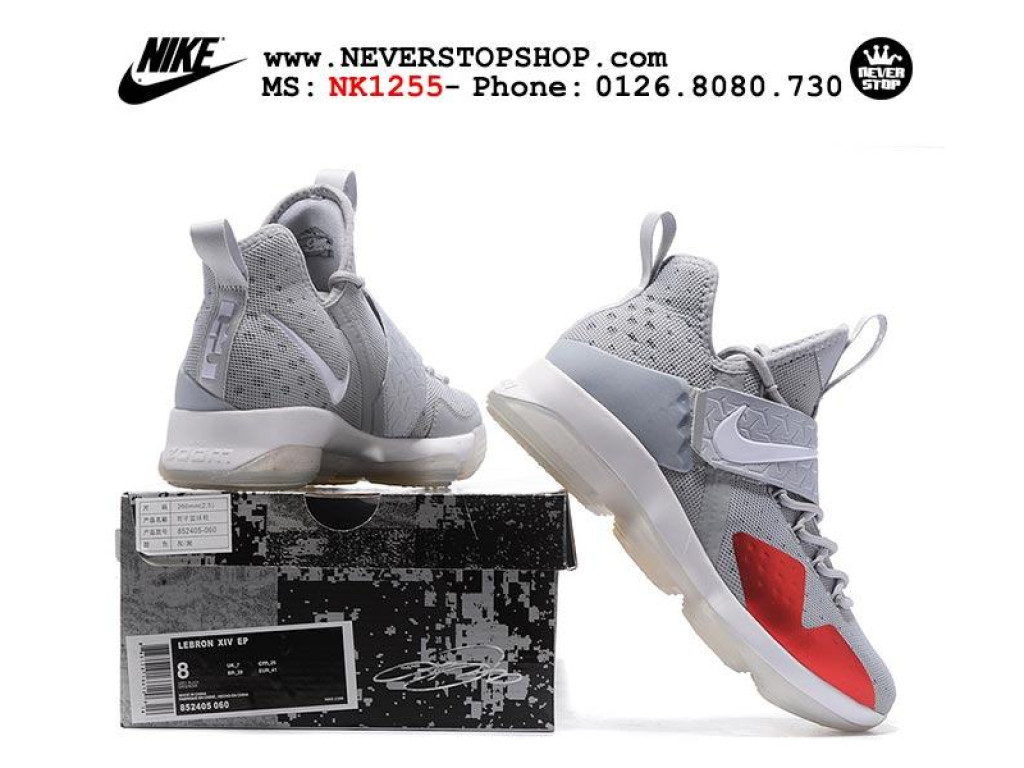 Giày Nike Lebron 14 Wolf Grey nam nữ hàng chuẩn sfake replica 1:1 real chính hãng giá rẻ tốt nhất tại NeverStopShop.com HCM