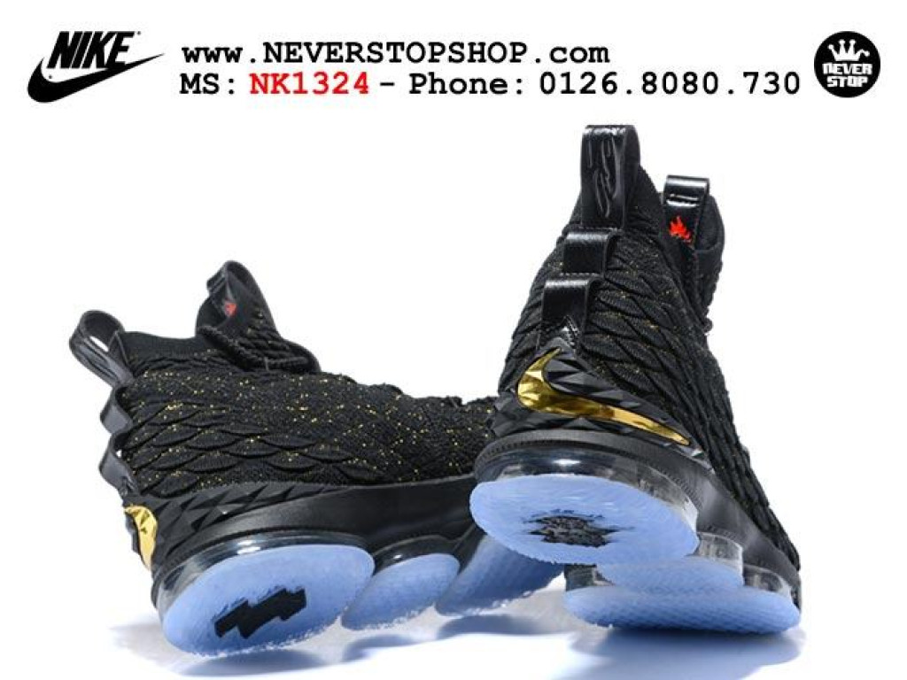 Giày Nike Lebron 15 Black Gold nam nữ hàng chuẩn sfake replica 1:1 real chính hãng giá rẻ tốt nhất tại NeverStopShop.com HCM