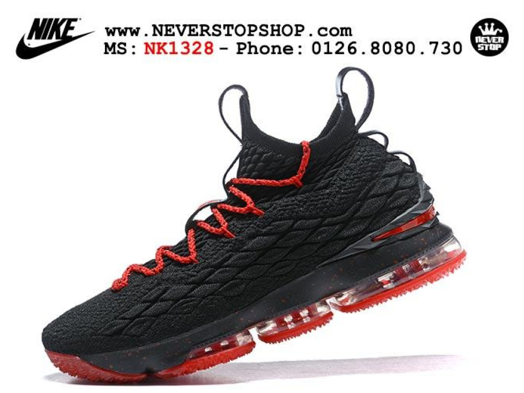 Giày Nike Lebron 15 Black Red nam nữ hàng chuẩn sfake replica 1:1 real chính hãng giá rẻ tốt nhất tại NeverStopShop.com HCM