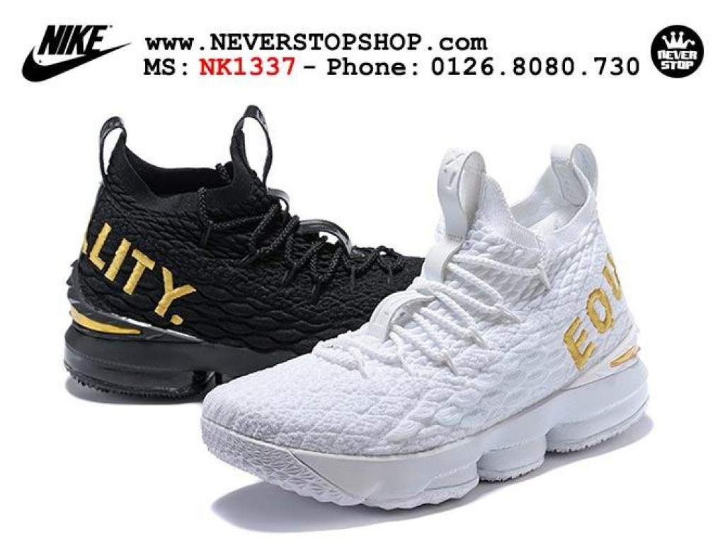 Giày Nike Lebron 15 Equality White Black nam nữ hàng chuẩn sfake replica 1:1 real chính hãng giá rẻ tốt nhất tại NeverStopShop.com HCM