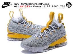Giày Nike Lebron 15 Grey Yellow nam nữ hàng chuẩn sfake replica 1:1 real chính hãng giá rẻ tốt nhất tại NeverStopShop.com HCM