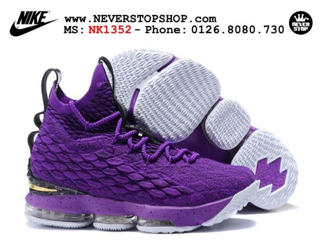 Lebron 15 purple and sale gold