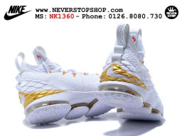 Giày Nike Lebron 15 White Metallic Gold nam nữ hàng chuẩn sfake replica 1:1 real chính hãng giá rẻ tốt nhất tại NeverStopShop.com HCM