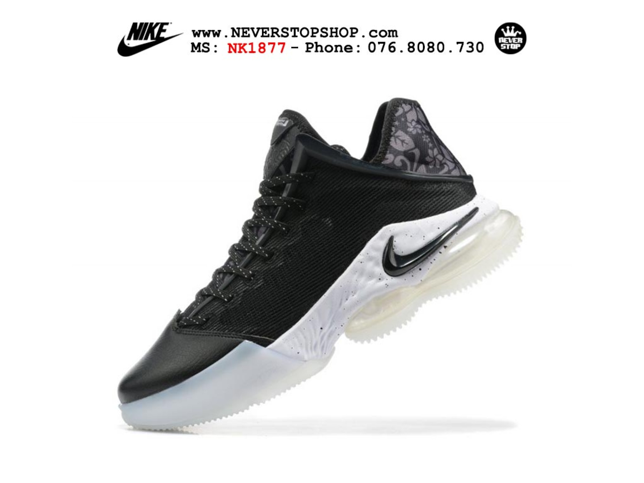 Giày bóng rổ NIKE LEBRON 19 LOW BLACK WHITE thể thao