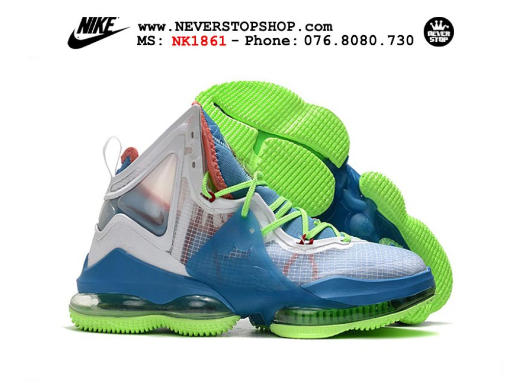 Giày Nike Lebron 19 Xanh Trắng sfake replica 1:1 real chính hãng giá rẻ tốt nhất tại NeverStopShop.com HCM