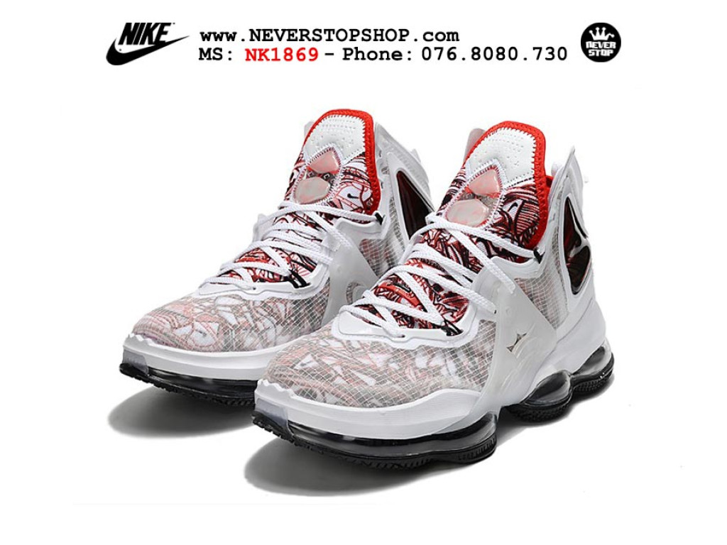 Giày Nike Lebron 19 Trắng Đỏ sfake replica 1:1 real chính hãng giá rẻ tốt nhất tại NeverStopShop.com HCM