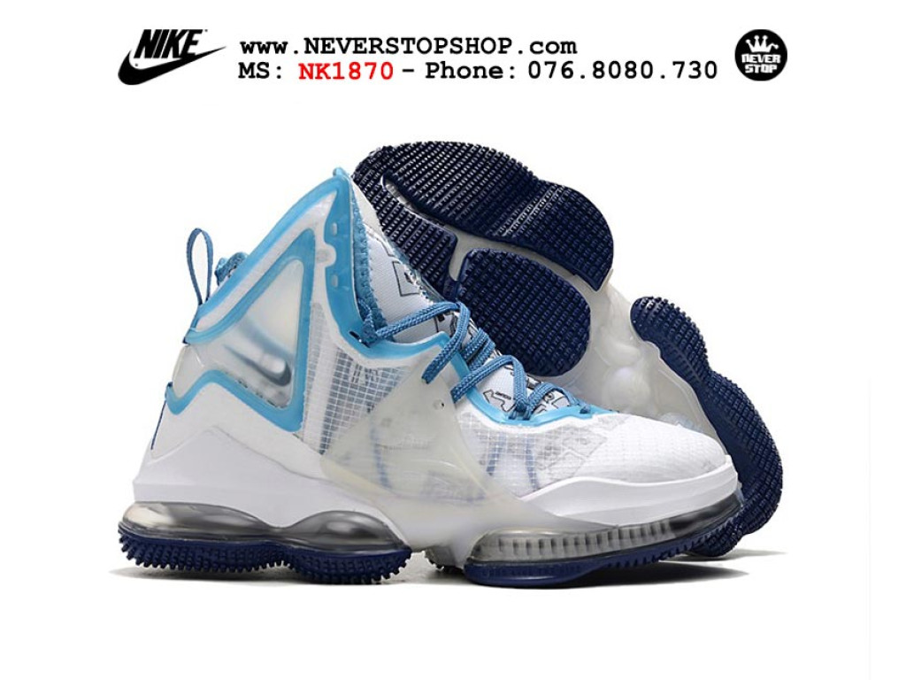 Giày Nike Lebron 19 Trắng Xanh sfake replica 1:1 real chính hãng giá rẻ tốt nhất tại NeverStopShop.com HCM