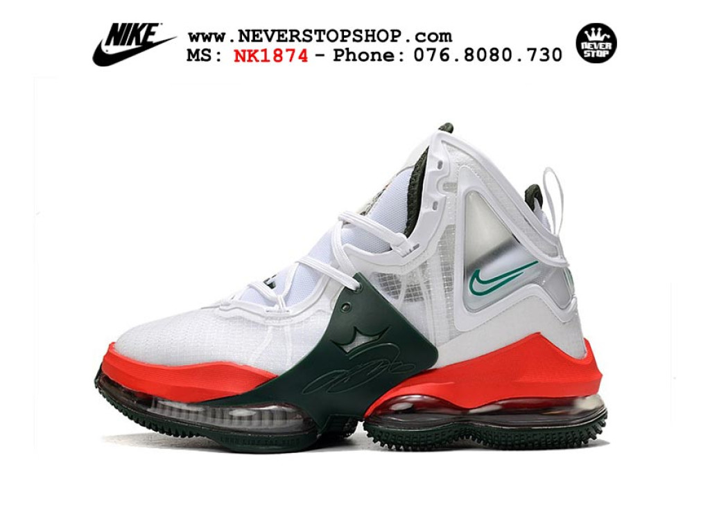Giày Nike Lebron 19 Trắng Đỏ Đen sfake replica 1:1 real chính hãng giá rẻ tốt nhất tại NeverStopShop.com HCM