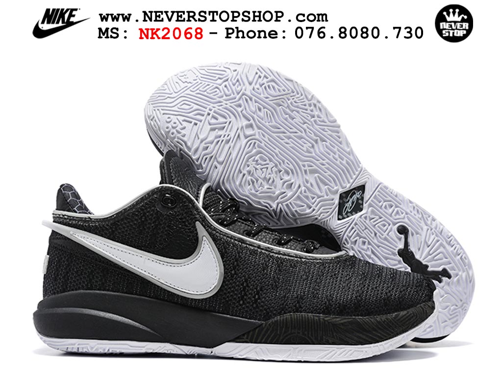 Giày bóng rổ cổ thấp Nike Lebron 20 Đen Trắng nam chuyên outdoor replica 1:1 real chính hãng giá rẻ tốt nhất tại NeverStopShop.com HCM