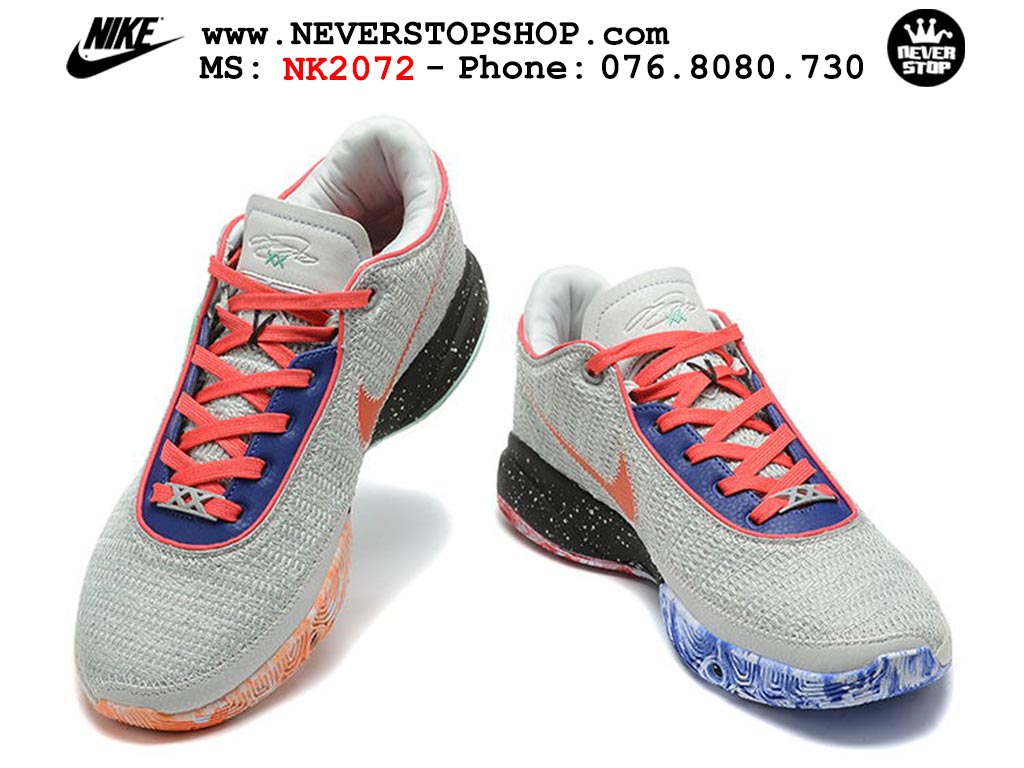Giày bóng rổ cổ thấp Nike Lebron 20 Xám Xanh nam chuyên outdoor replica 1:1 real chính hãng giá rẻ tốt nhất tại NeverStopShop.com HCM