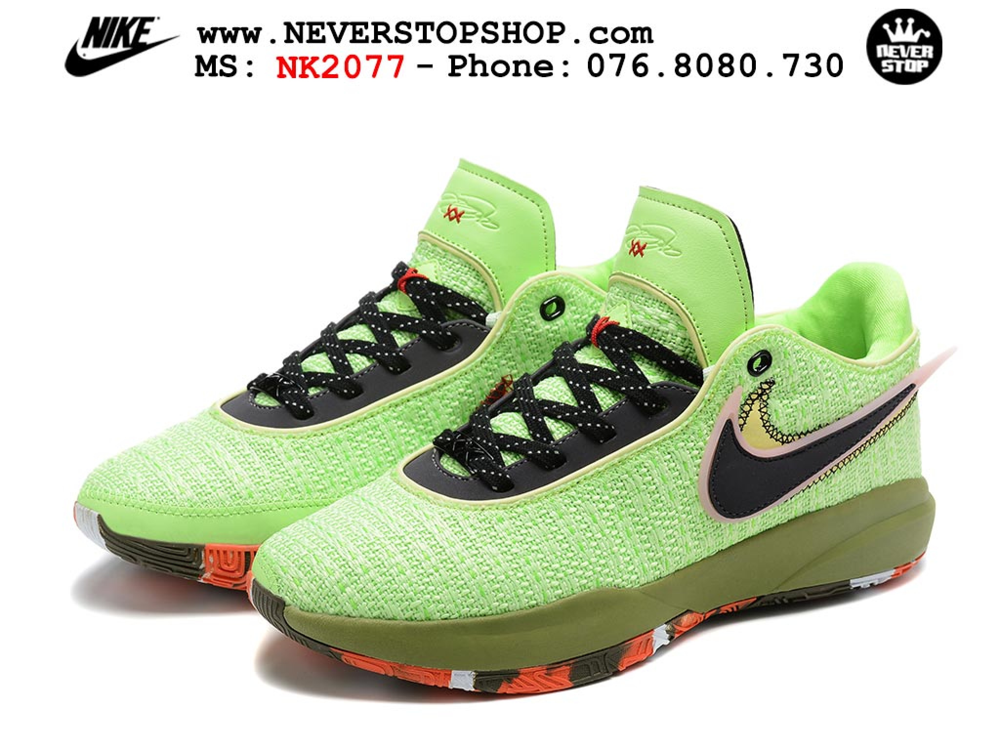 Giày bóng rổ nam NIKE LEBRON 20 NEON GREEN cổ thấp ...