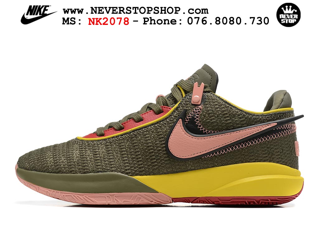 Giày bóng rổ cổ thấp Nike Lebron 20 Nâu Hồng nam chuyên outdoor replica 1:1 real chính hãng giá rẻ tốt nhất tại NeverStopShop.com HCM