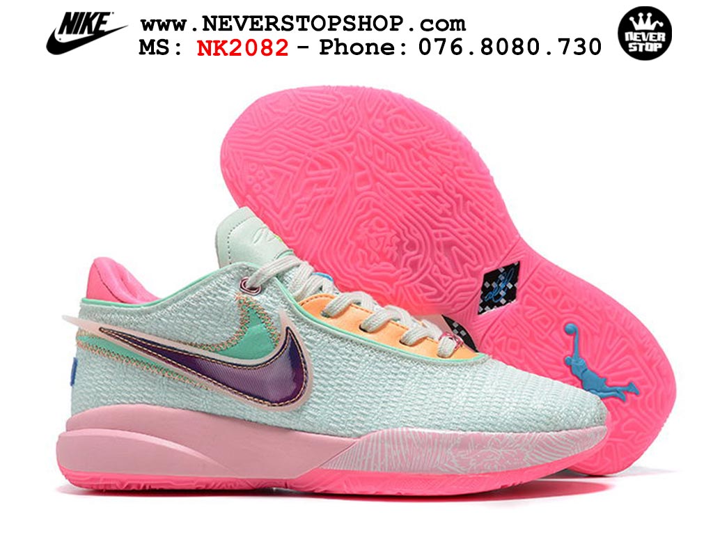 Giày bóng rổ cổ thấp Nike Lebron 20 Xanh Hồng nam chuyên outdoor replica 1:1 real chính hãng giá rẻ tốt nhất tại NeverStopShop.com HCM