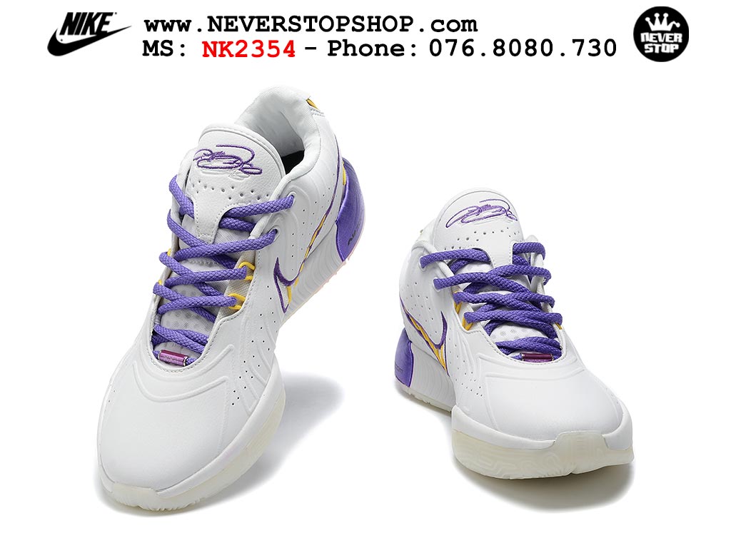 Giày bóng rổ cổ thấp Nike Lebron 21 Trắng Tím nam chuyên outdoor indoor replica 1:1 real chính hãng giá rẻ tốt nhất tại NeverStopShop.com HCM