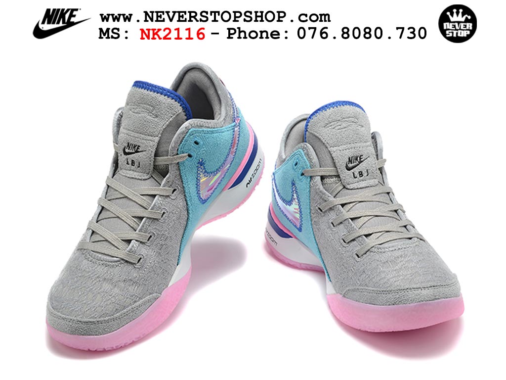 Giày bóng rổ nam cổ cao Nike Zoom Lebron NXXT Gen Xám Hồng thể thao đế Zoom replica 1:1 real chính hãng giá tốt nhất tại NeverStopShop HCM