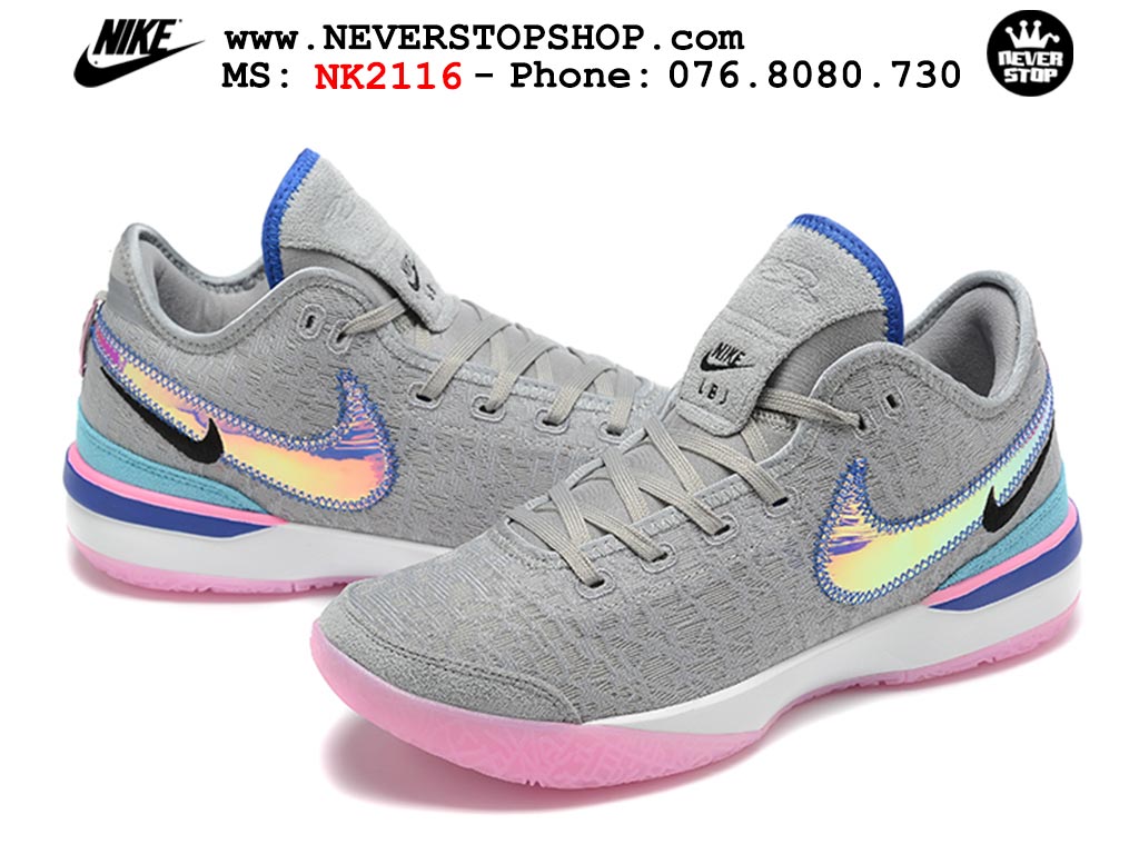 Giày bóng rổ nam cổ cao Nike Zoom Lebron NXXT Gen Xám Hồng thể thao đế Zoom replica 1:1 real chính hãng giá tốt nhất tại NeverStopShop HCM