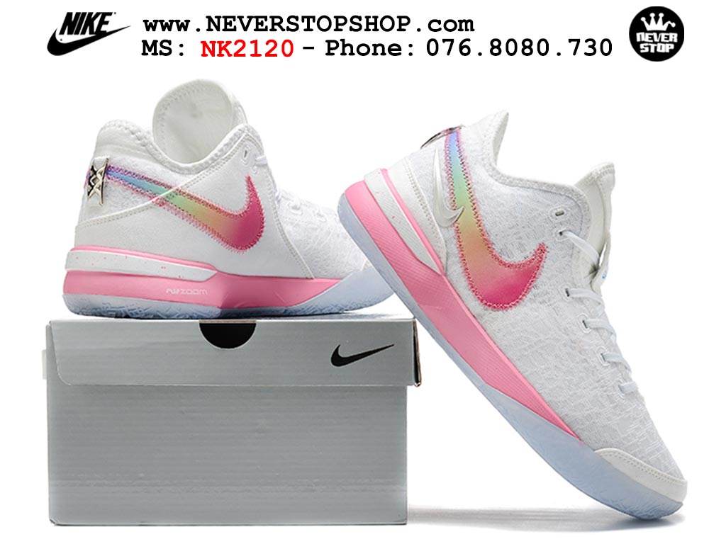 Giày bóng rổ nam cổ cao Nike Zoom Lebron NXXT Gen Trắng Hồng thể thao đế Zoom replica 1:1 real chính hãng giá tốt nhất tại NeverStopShop HCM