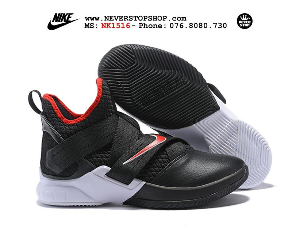 Giày Nike Lebron Soldier 12 Black White Red nam nữ hàng chuẩn sfake replica 1:1 real chính hãng giá rẻ tốt nhất tại NeverStopShop.com HCM