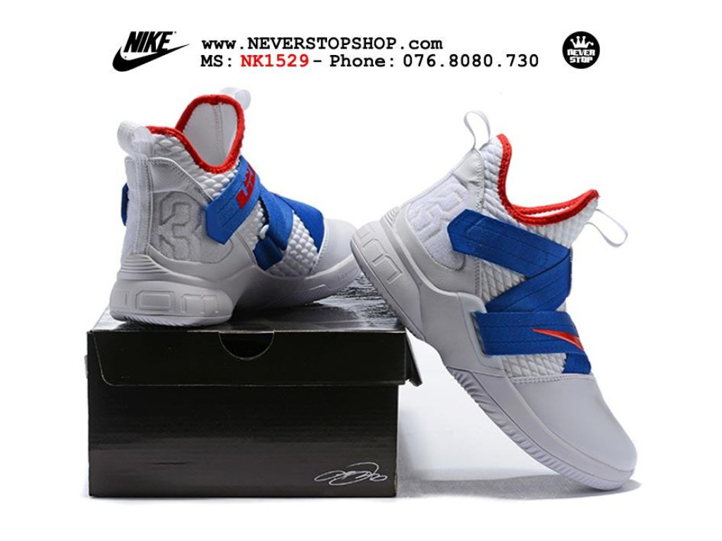 Giày Nike Lebron Soldier 12 White Blue nam nữ hàng chuẩn sfake replica 1:1 real chính hãng giá rẻ tốt nhất tại NeverStopShop.com HCM