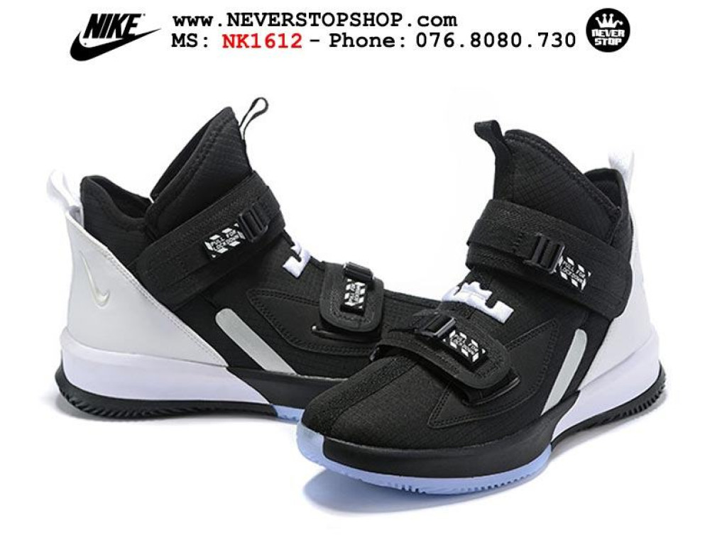 Giày Nike Lebron Soldier 13 Black White nam nữ hàng chuẩn sfake replica 1:1 real chính hãng giá rẻ tốt nhất tại NeverStopShop.com HCM