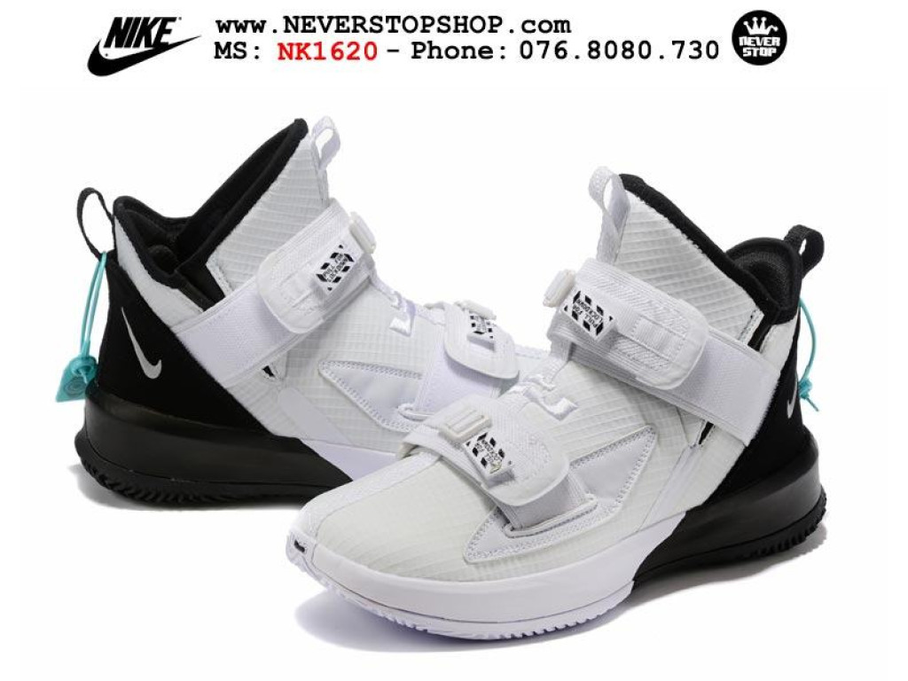 Giày Nike Lebron Soldier 13 White Black nam nữ hàng chuẩn sfake replica 1:1 real chính hãng giá rẻ tốt nhất tại NeverStopShop.com HCM