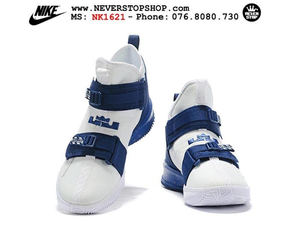Giày Nike Lebron Soldier 13 White Navy nam nữ hàng chuẩn sfake replica 1:1 real chính hãng giá rẻ tốt nhất tại NeverStopShop.com HCM