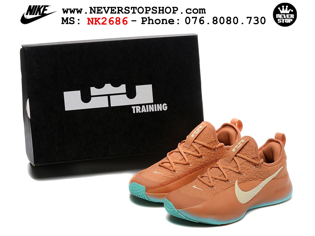 Giày bóng rổ cổ thấp Nike Lebron TR 1 Nâu Xanh chuyên outdoor indoor replica 1:1 real chính hãng giá rẻ tốt nhất tại NeverStopShop.com HCM