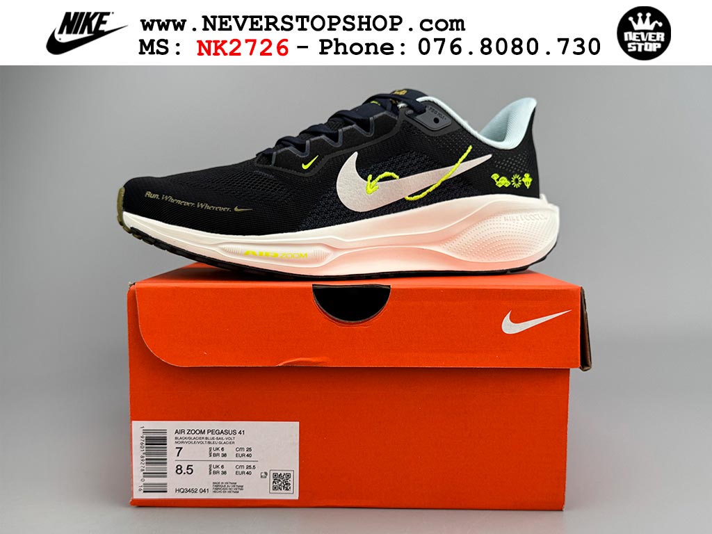 Giày chạy bộ nam nữ Nike Pegasus 41 Đen Trắng Vàng nam nữ chuyên thể thao replica 1:1 like auth real chính hãng giá rẻ tốt nhất tại NeverStopShop.com HCM