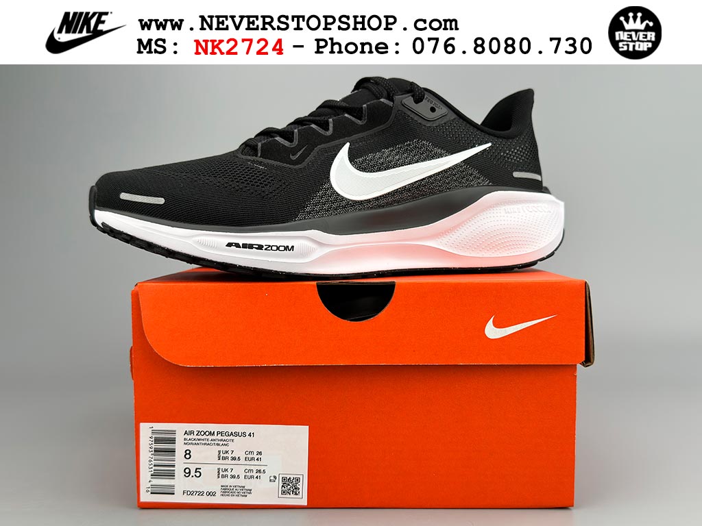 Giày chạy bộ nam nữ Nike Pegasus 41 Đen Trắng nam nữ chuyên thể thao replica 1:1 like auth real chính hãng giá rẻ tốt nhất tại NeverStopShop.com HCM