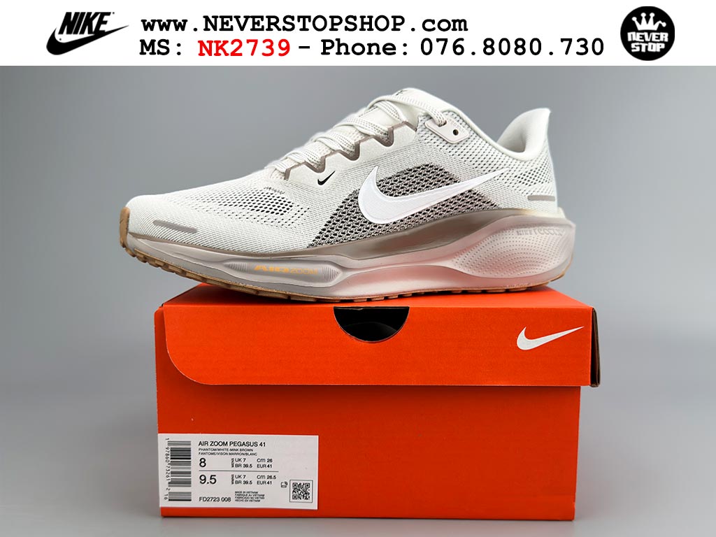 Giày chạy bộ nam nữ Nike Pegasus 41 Trắng Nâu nam nữ chuyên thể thao replica 1:1 like auth real chính hãng giá rẻ tốt nhất tại NeverStopShop.com HCM