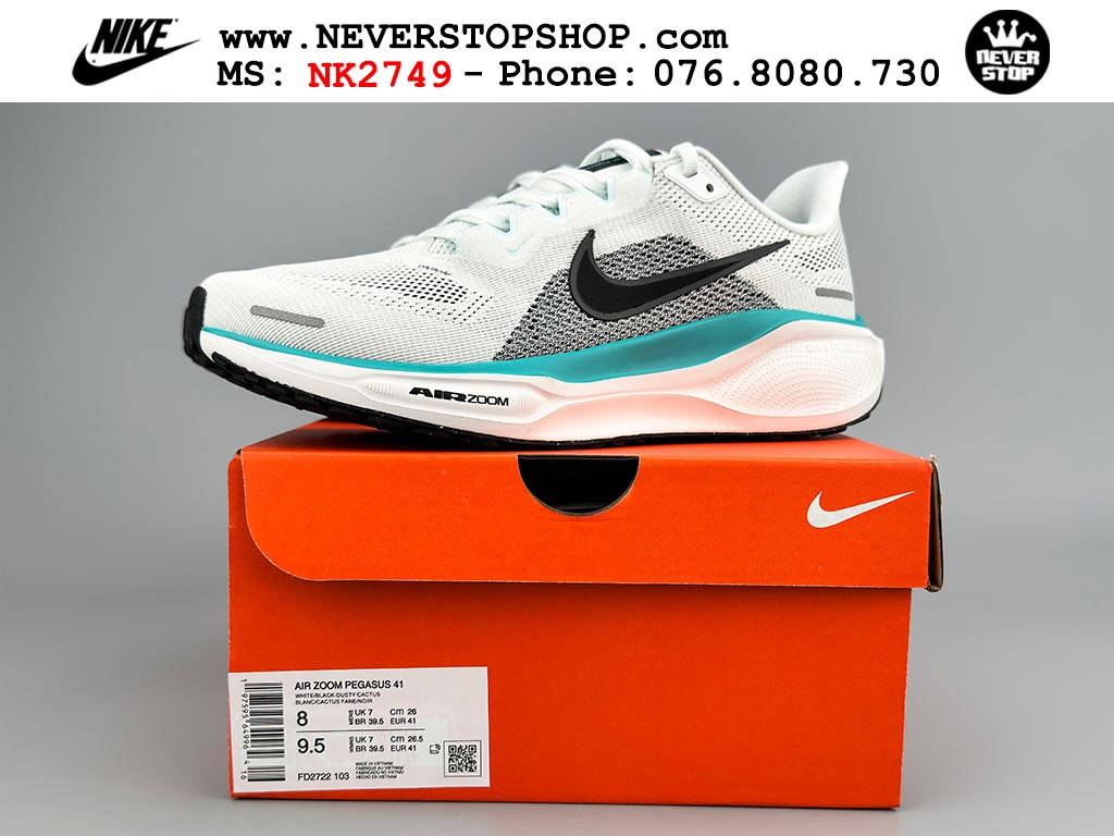 Giày chạy bộ nam nữ Nike Pegasus 41 Trắng Xanh Ngọc nam nữ chuyên thể thao replica 1:1 like auth real chính hãng giá rẻ tốt nhất tại NeverStopShop.com HCM