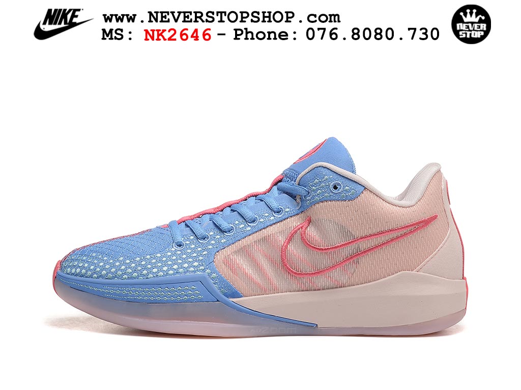 Giày bóng rổ cổ thấp Nike Sabrina 1 Xanh Dương Hồng indoor outdoor chuẩn replica 1:1 best batch như real chính hãng giá rẻ tốt nhất tại NeverStop Sneaker Shop HCM