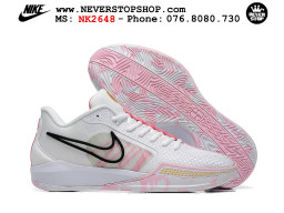 Giày bóng rổ cổ thấp Nike Sabrina 1 Trắng Hồng indoor outdoor chuẩn replica 1:1 best batch như real chính hãng giá rẻ tốt nhất tại NeverStop Sneaker Shop HCM