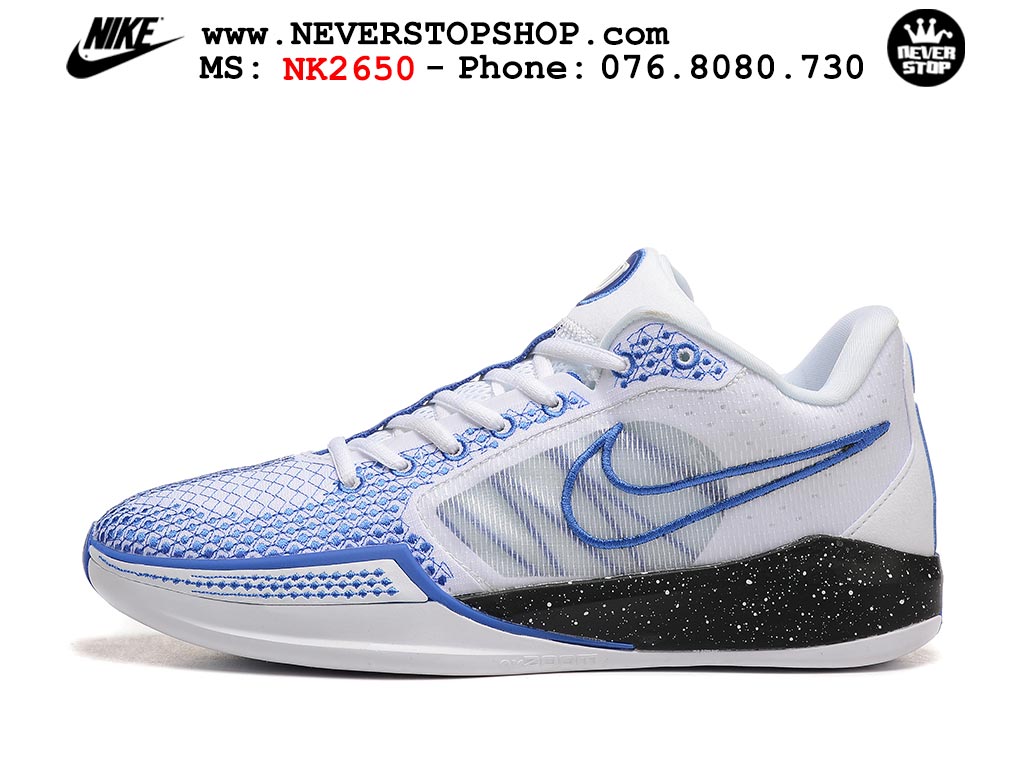 Giày bóng rổ cổ thấp Nike Sabrina 1 Trắng Xanh Dương indoor outdoor chuẩn replica 1:1 best batch như real chính hãng giá rẻ tốt nhất tại NeverStop Sneaker Shop HCM