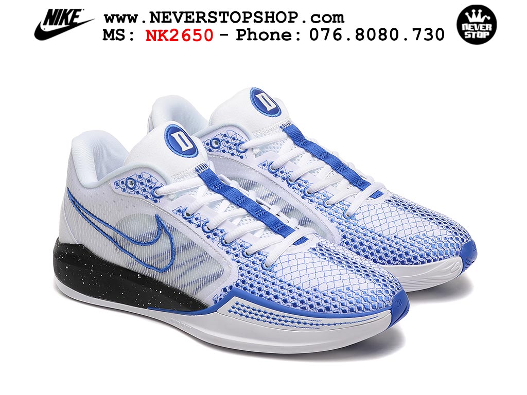 Giày bóng rổ cổ thấp Nike Sabrina 1 Trắng Xanh Dương indoor outdoor chuẩn replica 1:1 best batch như real chính hãng giá rẻ tốt nhất tại NeverStop Sneaker Shop HCM