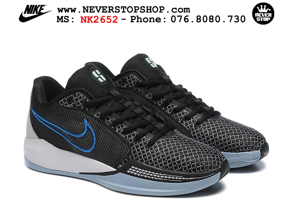 Giày bóng rổ cổ thấp Nike Sabrina 1 Đen Xanh Dương indoor outdoor chuẩn replica 1:1 best batch như real chính hãng giá rẻ tốt nhất tại NeverStop Sneaker Shop HCM