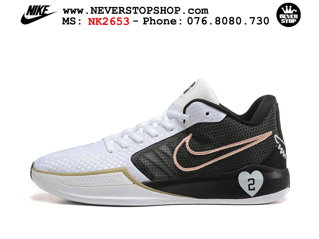 Giày bóng rổ cổ thấp Nike Sabrina 1 Trắng Đen indoor outdoor chuẩn replica 1:1 best batch như real chính hãng giá rẻ tốt nhất tại NeverStop Sneaker Shop HCM