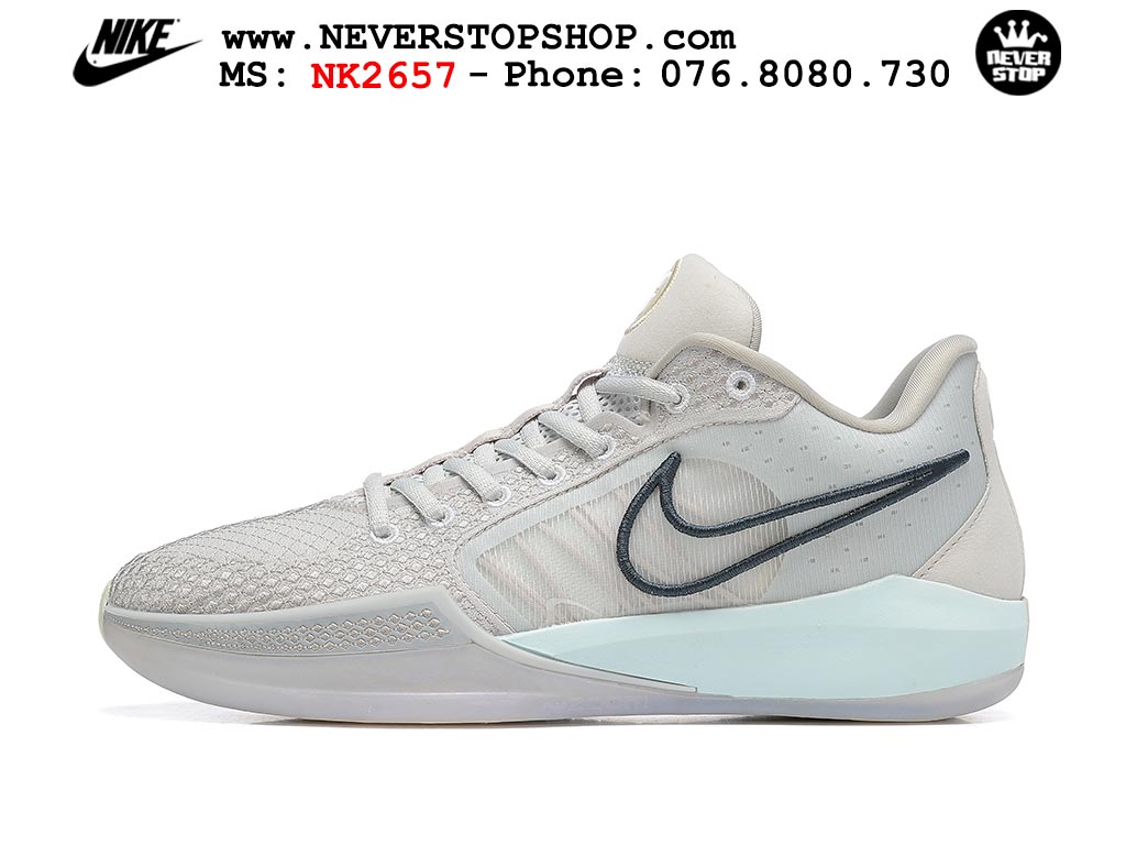 Giày bóng rổ cổ thấp Nike Sabrina 1 Xám Xanh Da Trời indoor outdoor chuẩn replica 1:1 best batch như real chính hãng giá rẻ tốt nhất tại NeverStop Sneaker Shop HCM