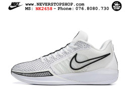 Giày bóng rổ cổ thấp Nike Sabrina 1 Trắng Đen indoor outdoor chuẩn replica 1:1 best batch như real chính hãng giá rẻ tốt nhất tại NeverStop Sneaker Shop HCM