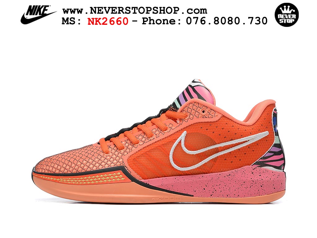 Giày bóng rổ cổ thấp Nike Sabrina 1 Cam Hồng indoor outdoor chuẩn replica 1:1 best batch như real chính hãng giá rẻ tốt nhất tại NeverStop Sneaker Shop HCM