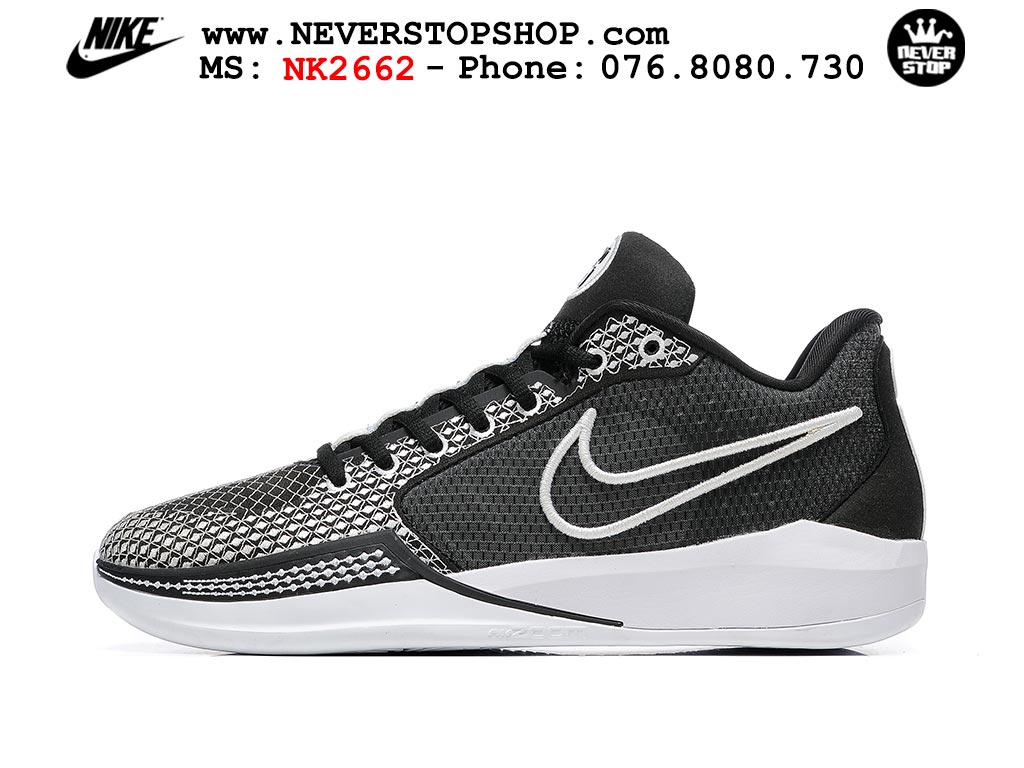 Giày bóng rổ cổ thấp Nike Sabrina 1 Đen Trắng indoor outdoor chuẩn replica 1:1 best batch như real chính hãng giá rẻ tốt nhất tại NeverStop Sneaker Shop HCM