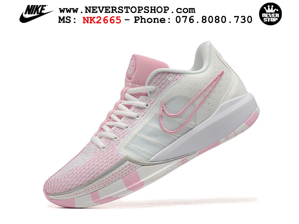 Giày bóng rổ cổ thấp Nike Sabrina 1 Hồng Trắng indoor outdoor chuẩn replica 1:1 best batch như real chính hãng giá rẻ tốt nhất tại NeverStop Sneaker Shop HCM