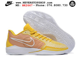 Giày bóng rổ cổ thấp Nike Sabrina 1 Vàng Nâu indoor outdoor chuẩn replica 1:1 best batch như real chính hãng giá rẻ tốt nhất tại NeverStop Sneaker Shop HCM