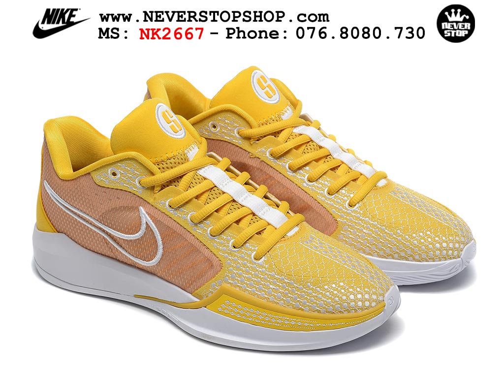 Giày bóng rổ cổ thấp Nike Sabrina 1 Vàng Nâu indoor outdoor chuẩn replica 1:1 best batch như real chính hãng giá rẻ tốt nhất tại NeverStop Sneaker Shop HCM