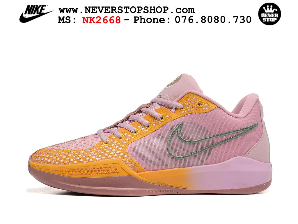 Giày bóng rổ cổ thấp Nike Sabrina 1 Hồng Vàng indoor outdoor chuẩn replica 1:1 best batch như real chính hãng giá rẻ tốt nhất tại NeverStop Sneaker Shop HCM