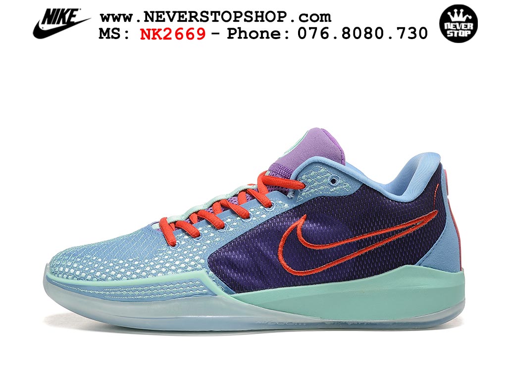 Giày bóng rổ cổ thấp Nike Sabrina 1 Cam Tím indoor outdoor chuẩn replica 1:1 best batch như real chính hãng giá rẻ tốt nhất tại NeverStop Sneaker Shop HCM